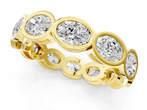 Yellow gold Oval Diamond Bezel Set Eternity Wedding Band