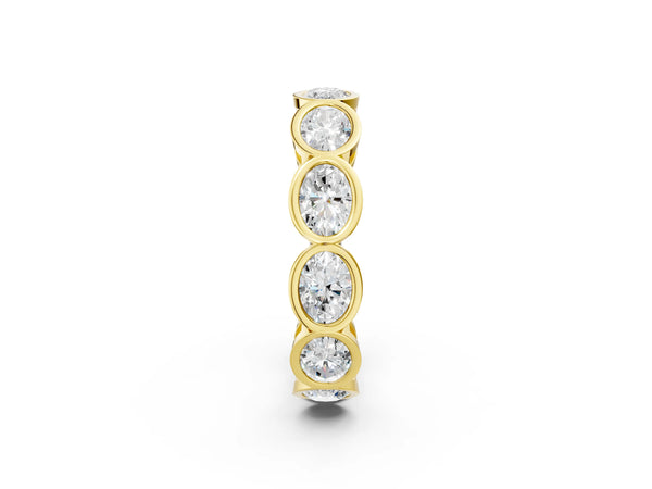 Yellow gold Oval Diamond Bezel Set Eternity Wedding Band