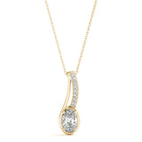 Yellow gold Oval Diamond Bezel-Set Pendant
