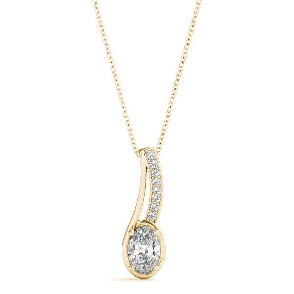 Yellow gold Oval Diamond Bezel-Set Pendant