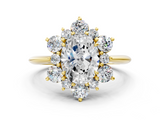 Yellow gold Oval Diamond Cluster Halo Ring with Solitaire Band and Four-Prong Setting_20
