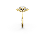 Yellow gold Oval Diamond Cluster Halo Ring with Solitaire Band and Four-Prong Setting_22