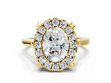 Yellow gold Oval Diamond Cluster Halo Solitaire with Four-Prong Setting_89