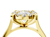 Yellow gold Oval Diamond Cluster Halo Solitaire with Four-Prong Setting_93