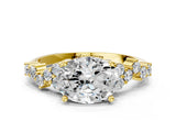 Yellow gold Oval Diamond Cluster Pavé Band with Four-Prong Setting_6