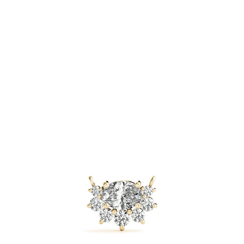 Yellow gold Oval Diamond Cluster Pendant with Prong Setting 1