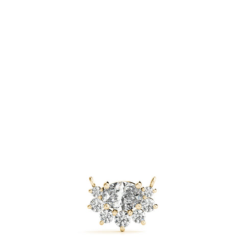 Yellow gold Oval Diamond Cluster Pendant with Prong Setting 1