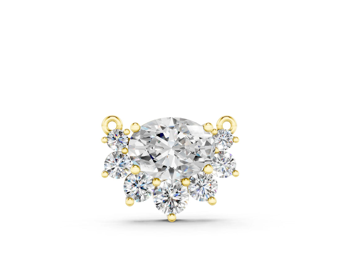 Yellow gold Oval Diamond Cluster Pendant with Prong Setting_11