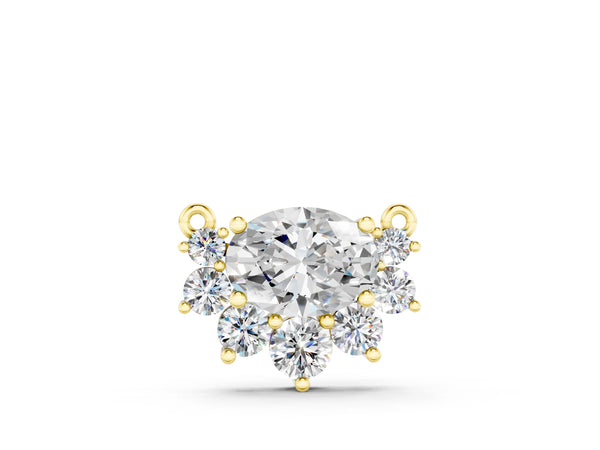 Yellow gold Oval Diamond Cluster Pendant with Prong Setting