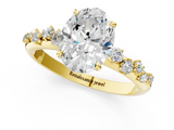 Yellow gold Oval Diamond Cluster Prong-Set Solitaire Ring_68