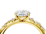 Yellow gold Oval Diamond Cluster Prong-Set Solitaire Ring_71