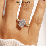 Yellow gold Oval Diamond Cluster Prong-Set Solitaire Ring_88