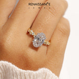 Yellow gold Oval Diamond Cluster Prong-Set Solitaire Ring_90