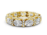 Yellow gold Oval Diamond Eternity Wedding Band with Round Diamond Accents