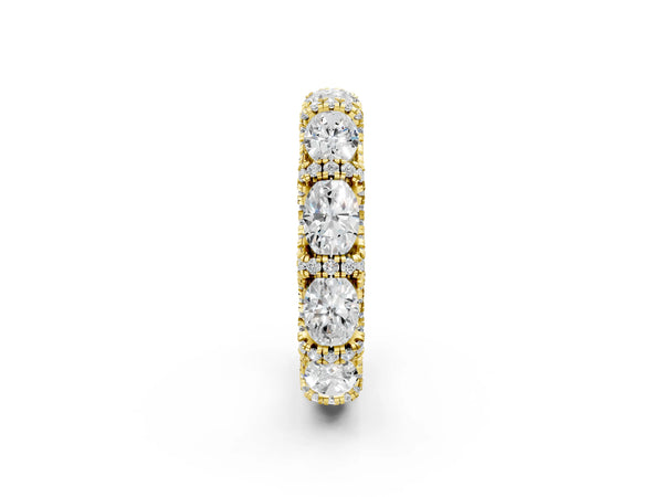 Yellow gold Oval Diamond Eternity Wedding Band with Round Diamond Accents