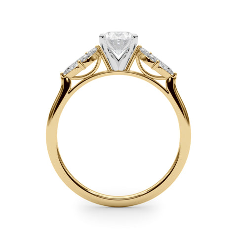 Yellow gold Oval Diamond Floral Cluster Ring with Marquise Side Stones and Six-Prong Solitaire Setting 2