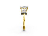 Yellow gold Oval Diamond Floral Cluster Ring with Solitaire Band and Prong Setting_85