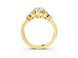 Yellow gold Oval Diamond Floral Cluster Ring with Solitaire Band and Prong Setting_86
