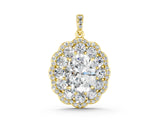 Yellow gold Oval Diamond Floral Halo Pendant with Diamond Accents_16