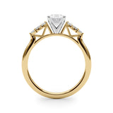 Yellow gold Oval Diamond Floral Side Stone Solitaire with Marquise Accents and Four-Prong Setting 2