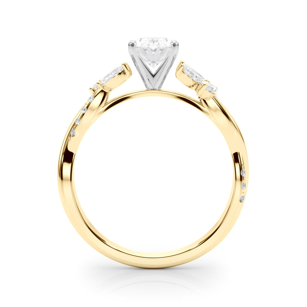 Yellow gold Oval Diamond Floral Vine Solitaire Engagement Ring 2