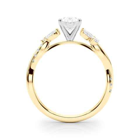 Yellow gold Oval Diamond Floral Vine Solitaire Engagement Ring 2