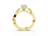 Yellow gold Oval Diamond Floral Vine Solitaire Engagement Ring_28