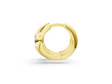 Yellow gold Oval Diamond Framed Huggie Hoop Earrings_1