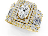 Yellow gold Oval Diamond Halo Mens Ring with Baguette Side Stones_37