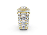 Yellow gold Oval Diamond Halo Mens Ring with Baguette Side Stones_38