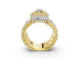 Yellow gold Oval Diamond Halo Mens Ring with Baguette Side Stones_39