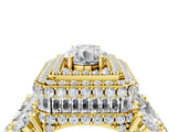 Yellow gold Oval Diamond Halo Mens Ring with Baguette Side Stones_40