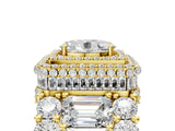 Yellow gold Oval Diamond Halo Mens Ring with Baguette Side Stones_41