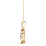 Yellow gold Oval Diamond Halo Pendant with Milgrain Prong Setting 2