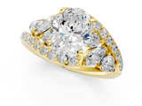 Yellow gold Oval Diamond Halo Ring with Marquise and Pavé Band in Prong Setting_84