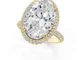 Yellow gold Oval Diamond Halo Ring with Round Diamond Accents_1