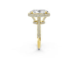 Yellow gold Oval Diamond Halo Ring with Round Diamond Accents_2
