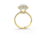 Yellow gold Oval Diamond Halo Ring with Round Diamond Accents_3