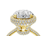 Yellow gold Oval Diamond Halo Ring with Round Diamond Accents_4