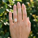 Yellow gold Oval Diamond Halo Ring with Split Shank Pavé Band and Four-Prong Setting_18