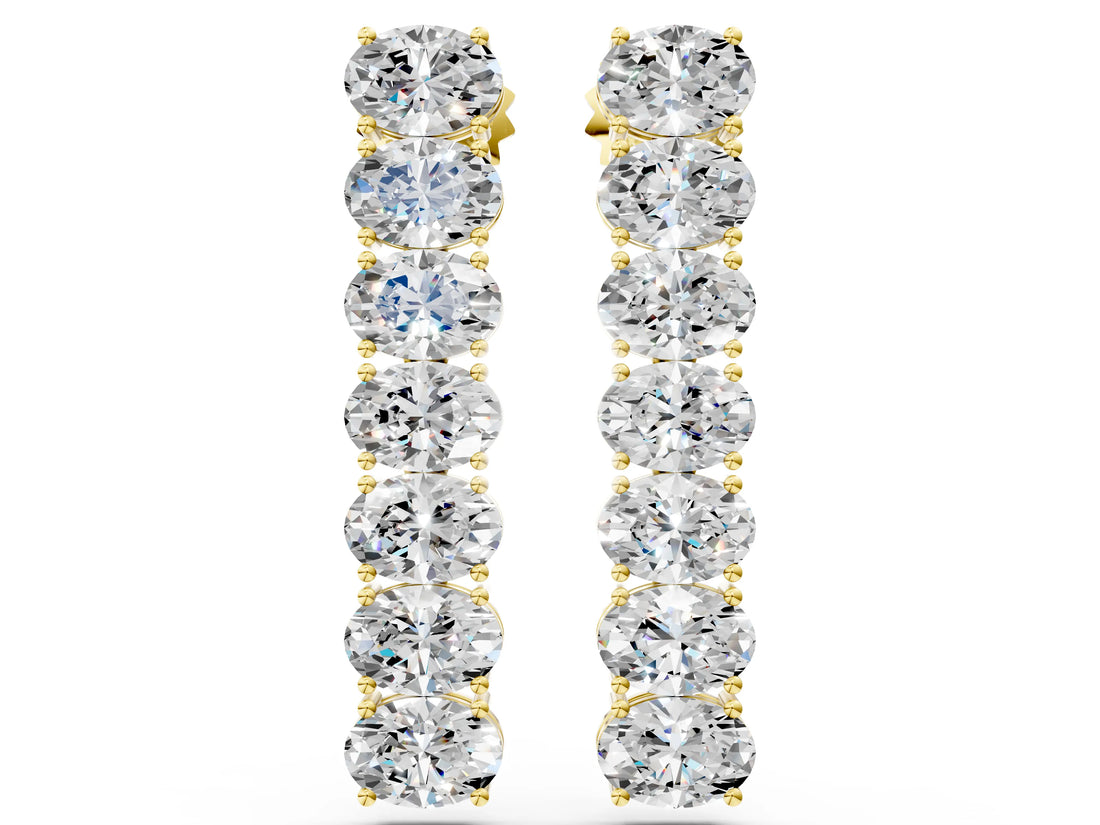 Yellow gold Oval Diamond Huggie Hoop Earrings