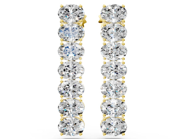 Yellow gold Oval Diamond Huggie Hoop Earrings