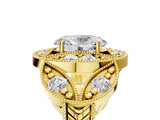 Yellow gold Oval Diamond Milgrain Marquise Filigree Engagement Ring with Prong Setting_11