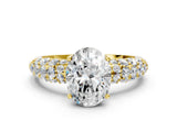 Yellow gold Oval Diamond Pavé Band Solitaire Ring with Four-Prong Setting_48