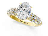 Yellow gold Oval Diamond Pavé Band Solitaire Ring with Four-Prong Setting_49