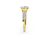 Yellow gold Oval Diamond Pavé Band Solitaire Ring with Four-Prong Setting_50