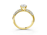 Yellow gold Oval Diamond Pavé Band Solitaire Ring with Four-Prong Setting_51
