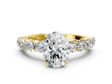 Yellow gold Oval Diamond Pavé Band Solitaire with Four-Prong Setting_16