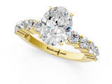 Yellow gold Oval Diamond Pavé Band Solitaire with Four-Prong Setting_17
