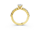 Yellow gold Oval Diamond Pavé Band Solitaire with Four-Prong Setting_19